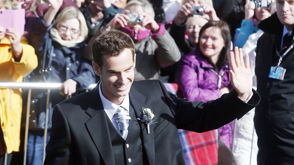 British tennis number one Andy Murray arrives at Dunblane Cathedral