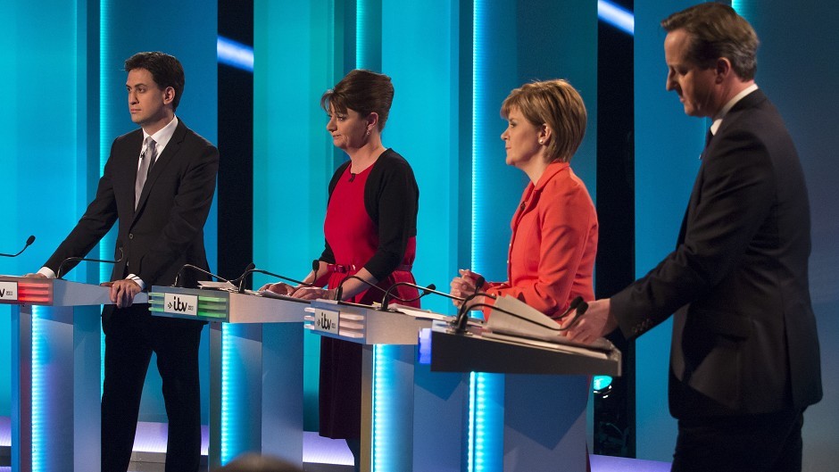 Nicola Sturgeon during the 7-way televised leaders debate (ITV/REX ITV)