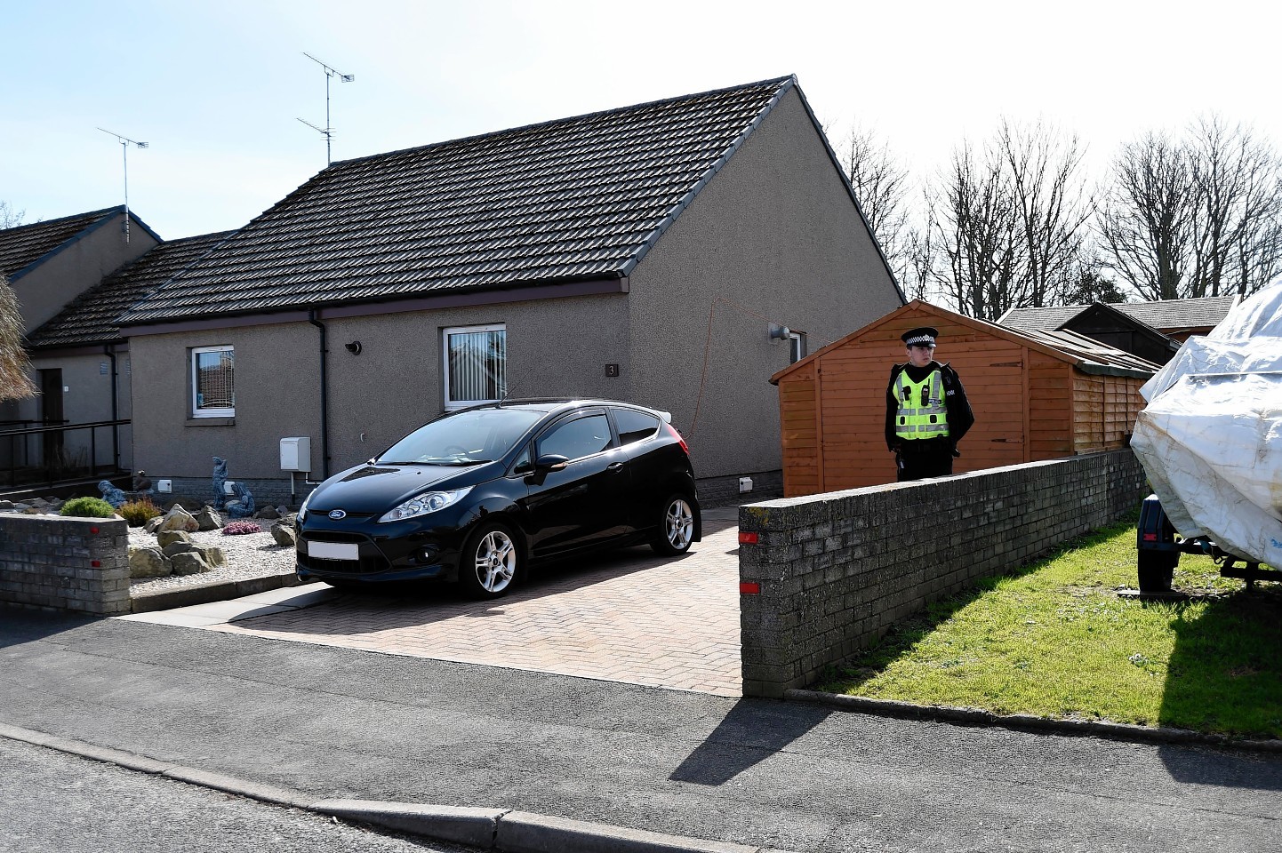 Police at the house on Soy Avenue, Portsoy