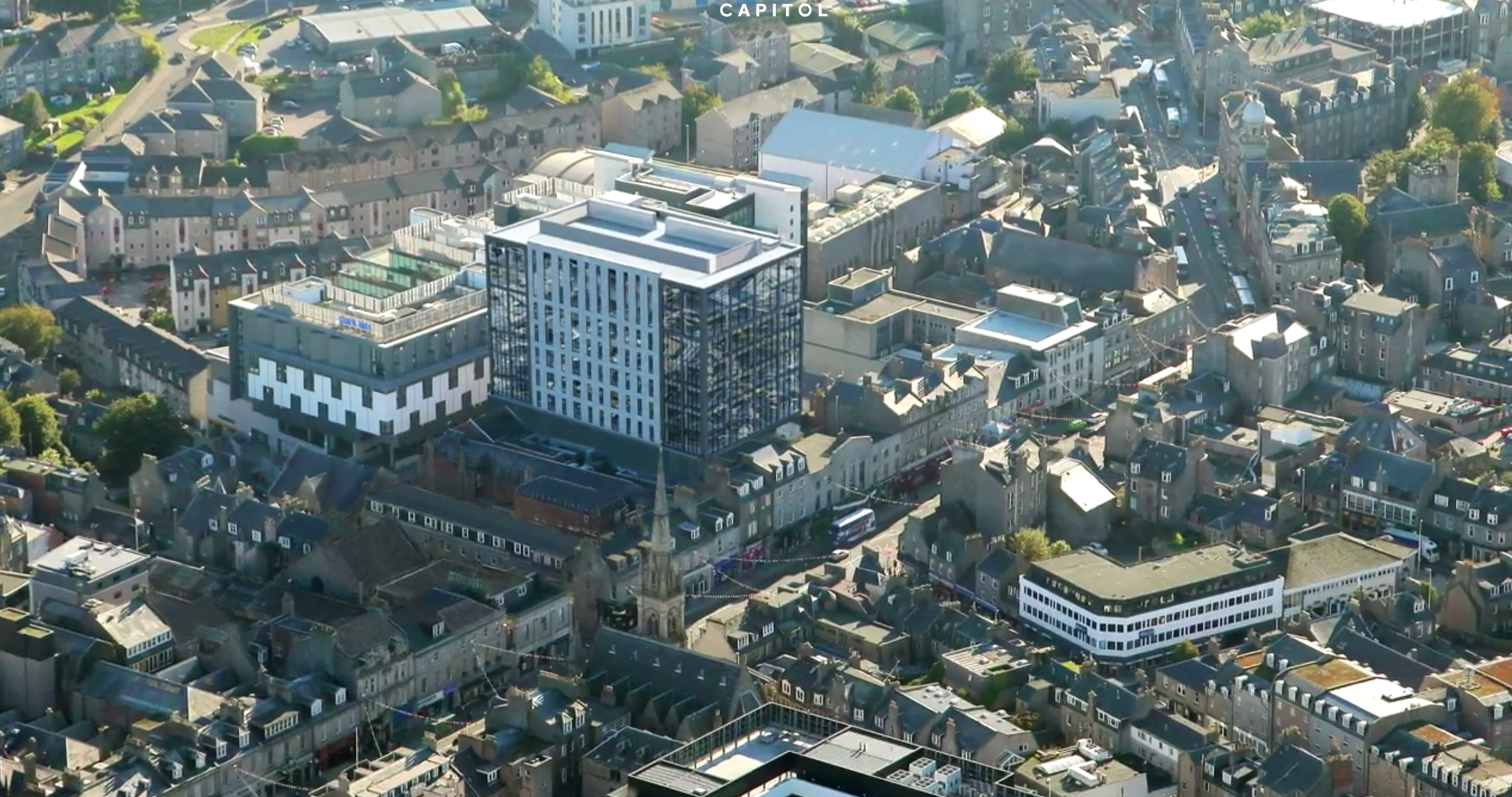 An artist impression of how the building will look when finished set against the surrounding area