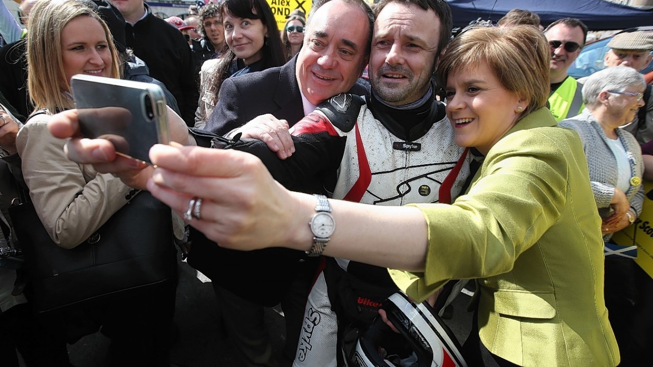 First Minister Nicola Sturgeon and Alex Salmond meet supporters while on the General Election campaign trail in Inverurie