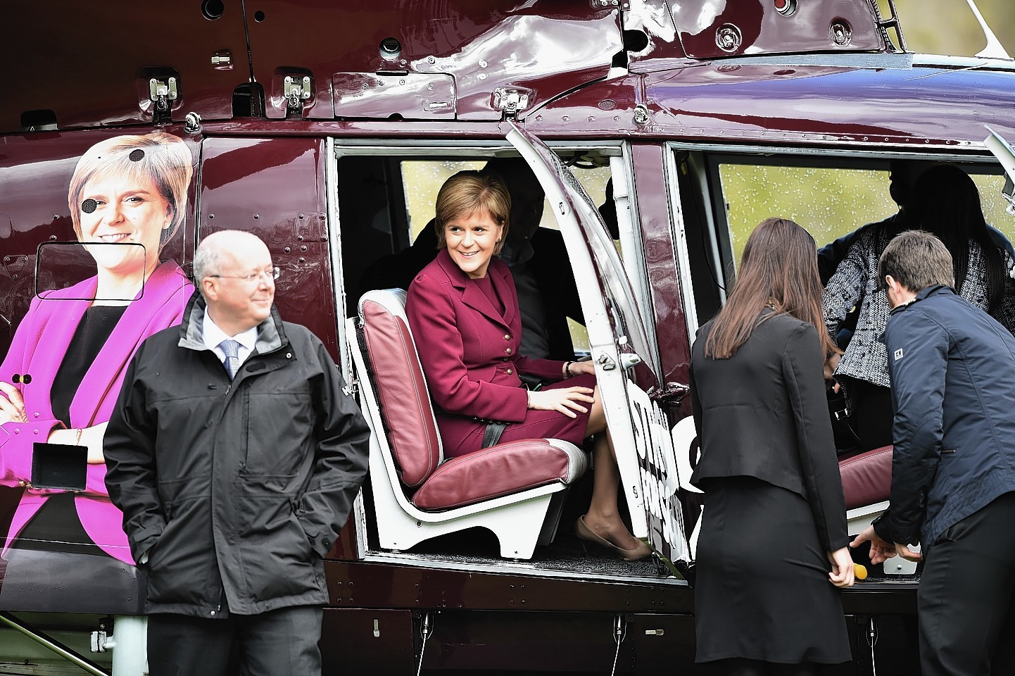 Nicola Sturgeon Boards A Helicopter To Continue Campaigning