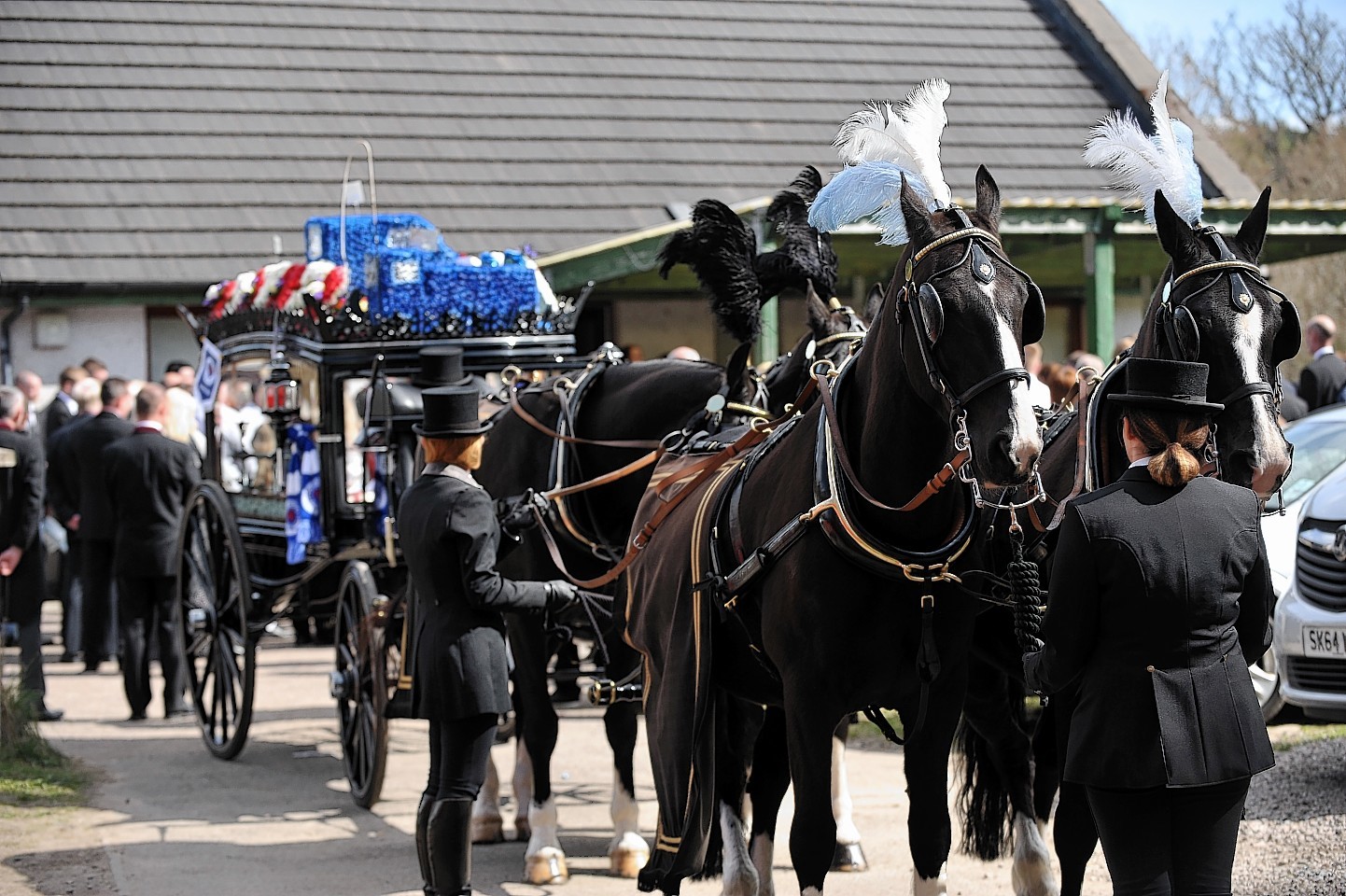 The funeral of John Stewart, a young, disabled, traveller from Contin, who was taken from there by horse drawn hearse to his interment at Urray Cemetery, Muir of Ord. Picture by Gordon Lennox