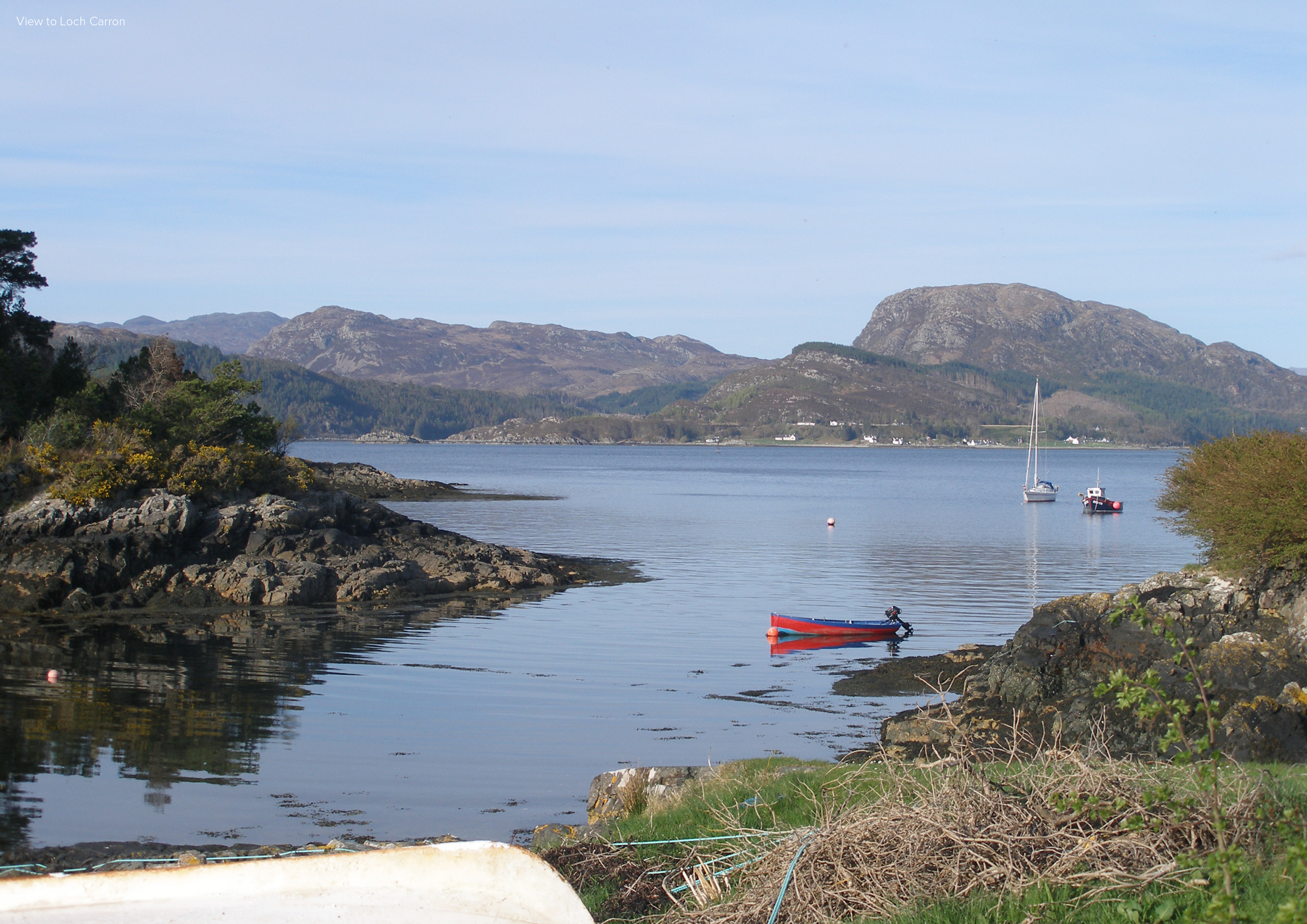 View to Loch Carron with text