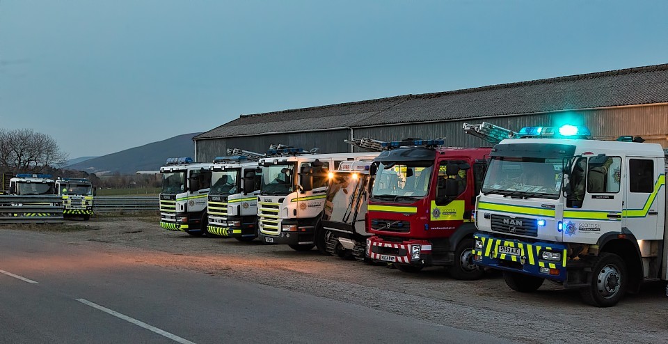 The fire and rescue service left their vehicles at nearby Aultbeg Farm