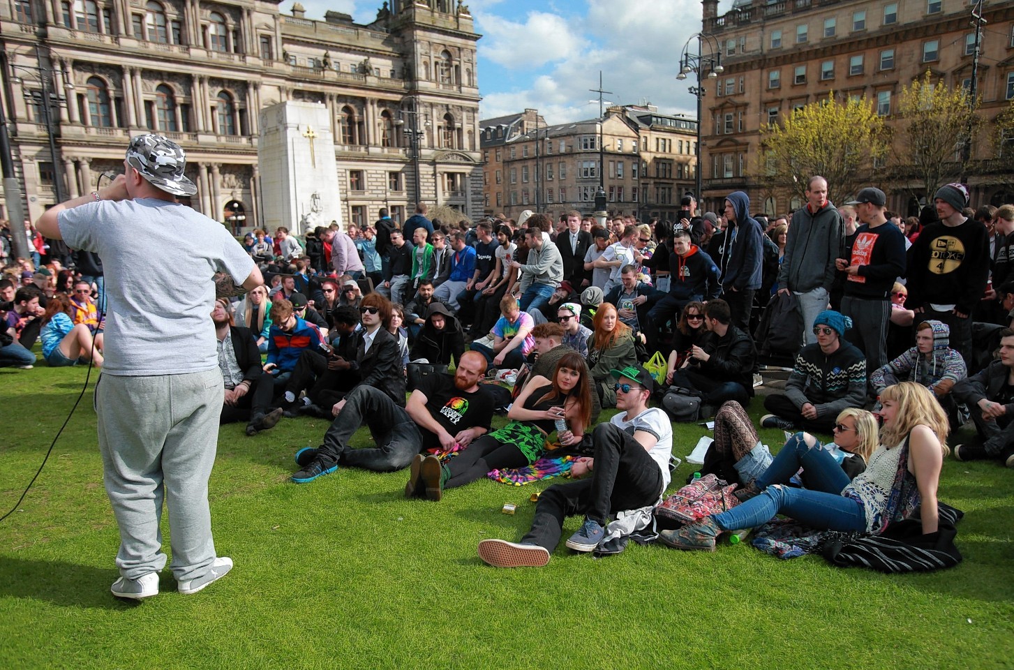 Hundreds of people came together for the 420 Cannabis Celebrations in George Square in Glasgow 