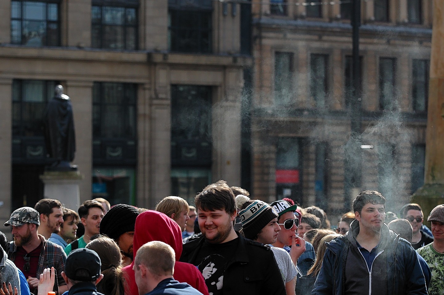 Hundreds of people came together for the 420 Cannabis Celebrations in George Square in Glasgow 