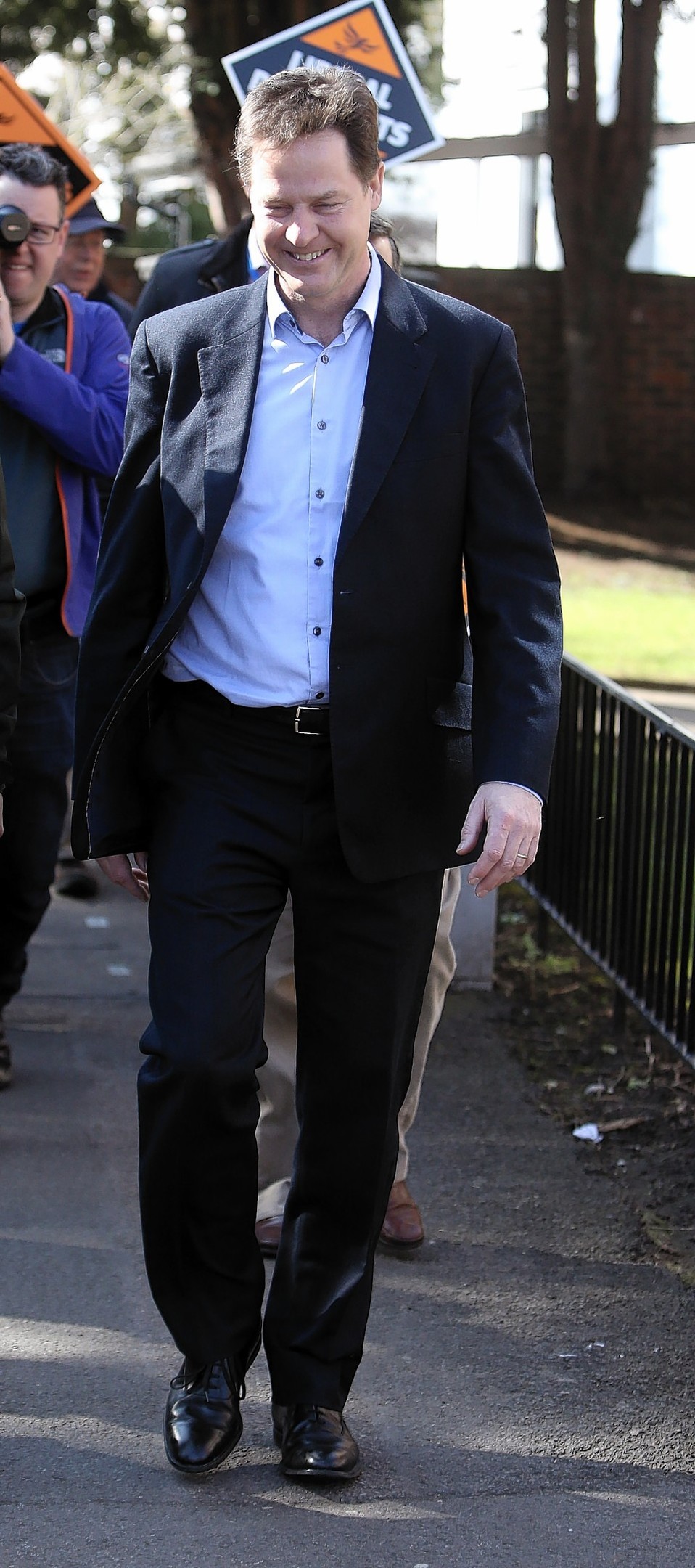 Liberal Democrat leader Nick Clegg while out campaigning in Surbiton, London. 