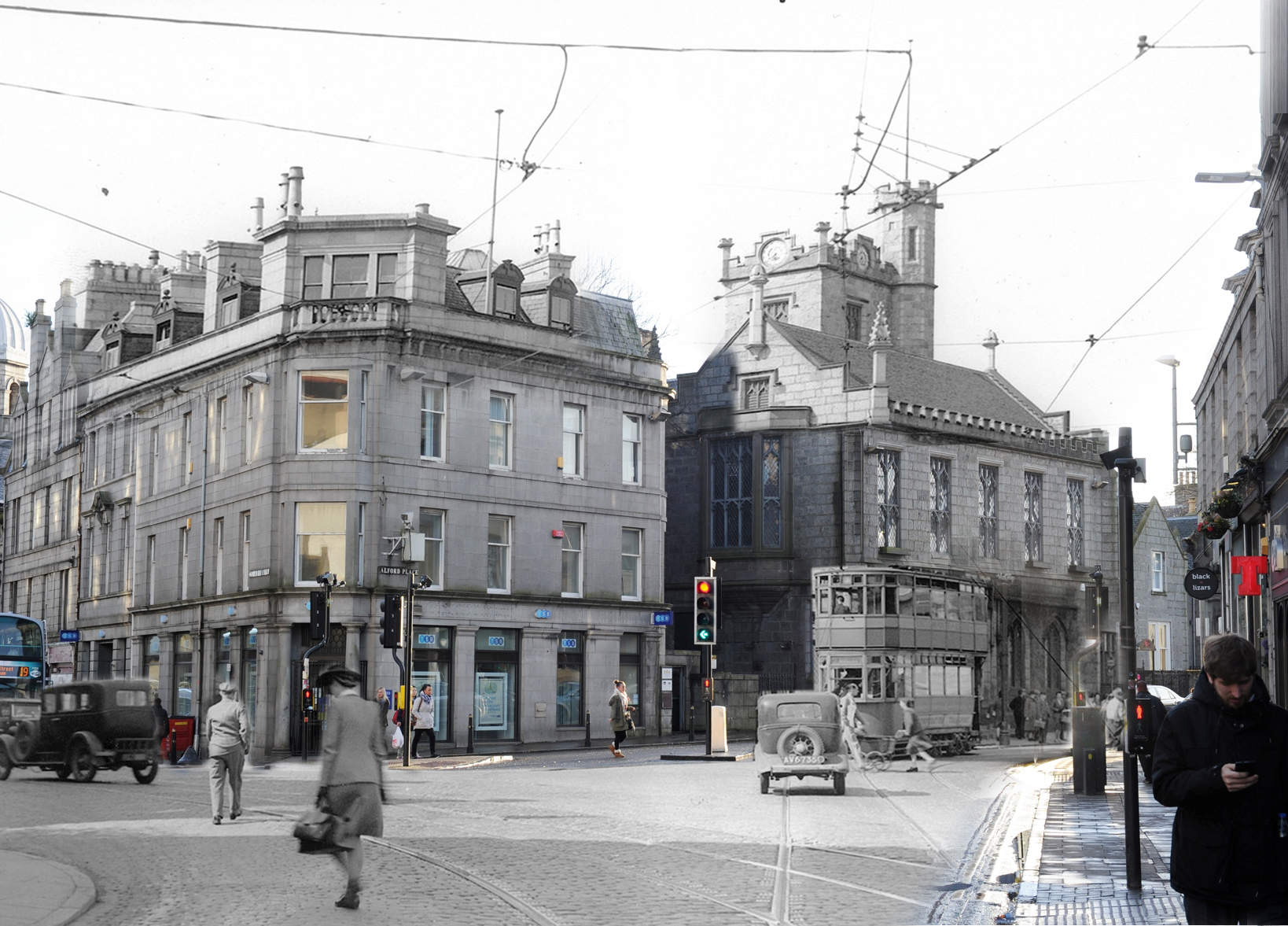 A montage of the images showing the changes to the street in years gone by