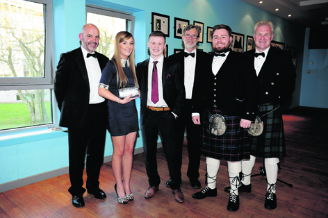 Filippo Antoniazzi, Laura Gerrard, Charlie Flynn, Ferdinand von Prondzynski, Vinny O’Donovan and Gary Ross at the RGU Sport Awards Ball