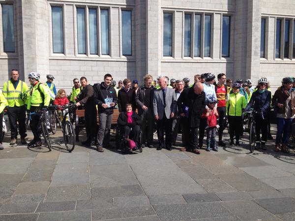 Aberdeen cyclists with councillors outside Marischal College this morning. Picture courtesy of councillor Ross Thomson