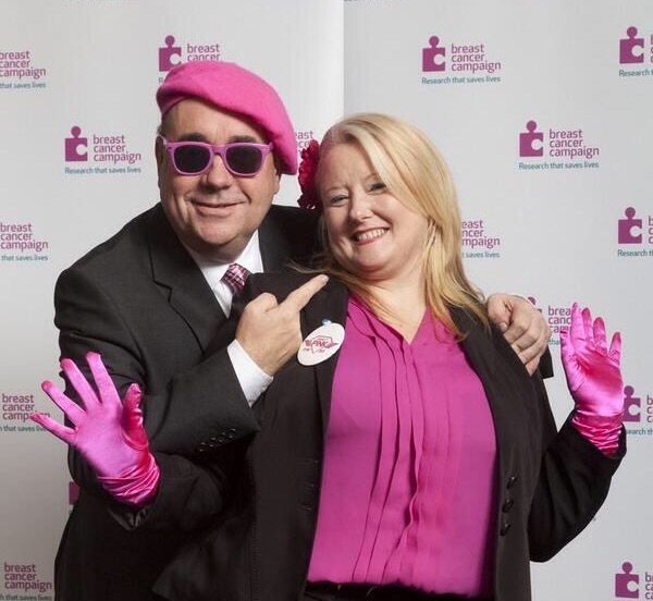 The famous picture of Salmond promoting Wear 
it Pink