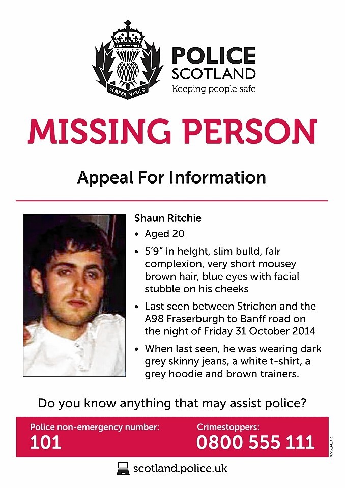 The appeal poster, issued in the hope of discovering more details about the night Shaun disappeared