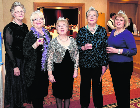 Fiona Livingstone, Rosie Simpson, Val Cantlay, Margaret Telford and Lorna Henderson at the Sparkling Showstoppers Supper