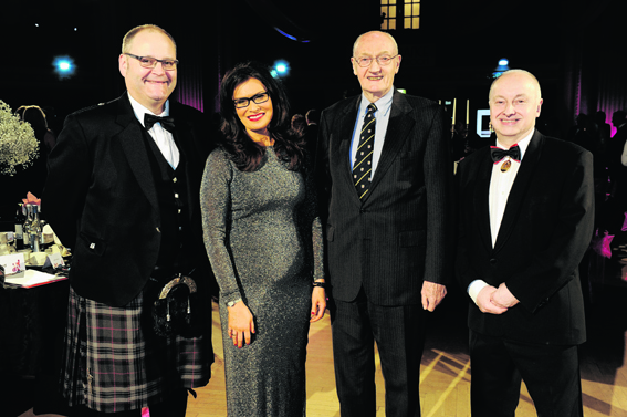 Kenny Luke, Judith Ralstone, Richard Holloway and George Adams at the annual AIYF fundraising dinner