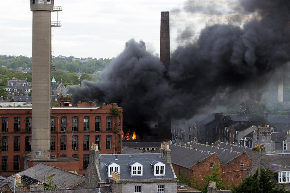 Aberdeen's Broadford Works up in flames. Picture by Karen Burgoyne