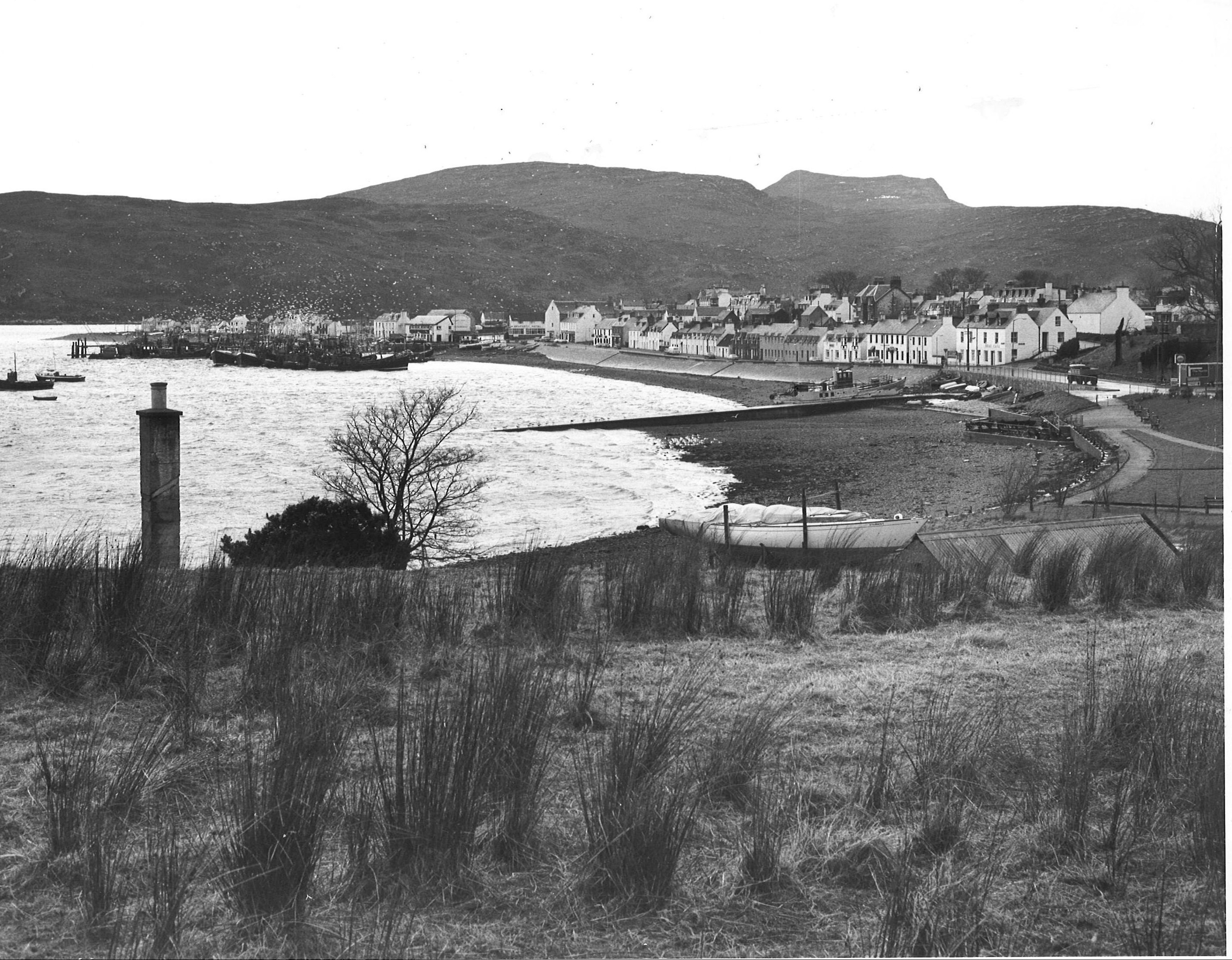 A view of the town and harbour, Ullapool, 1977