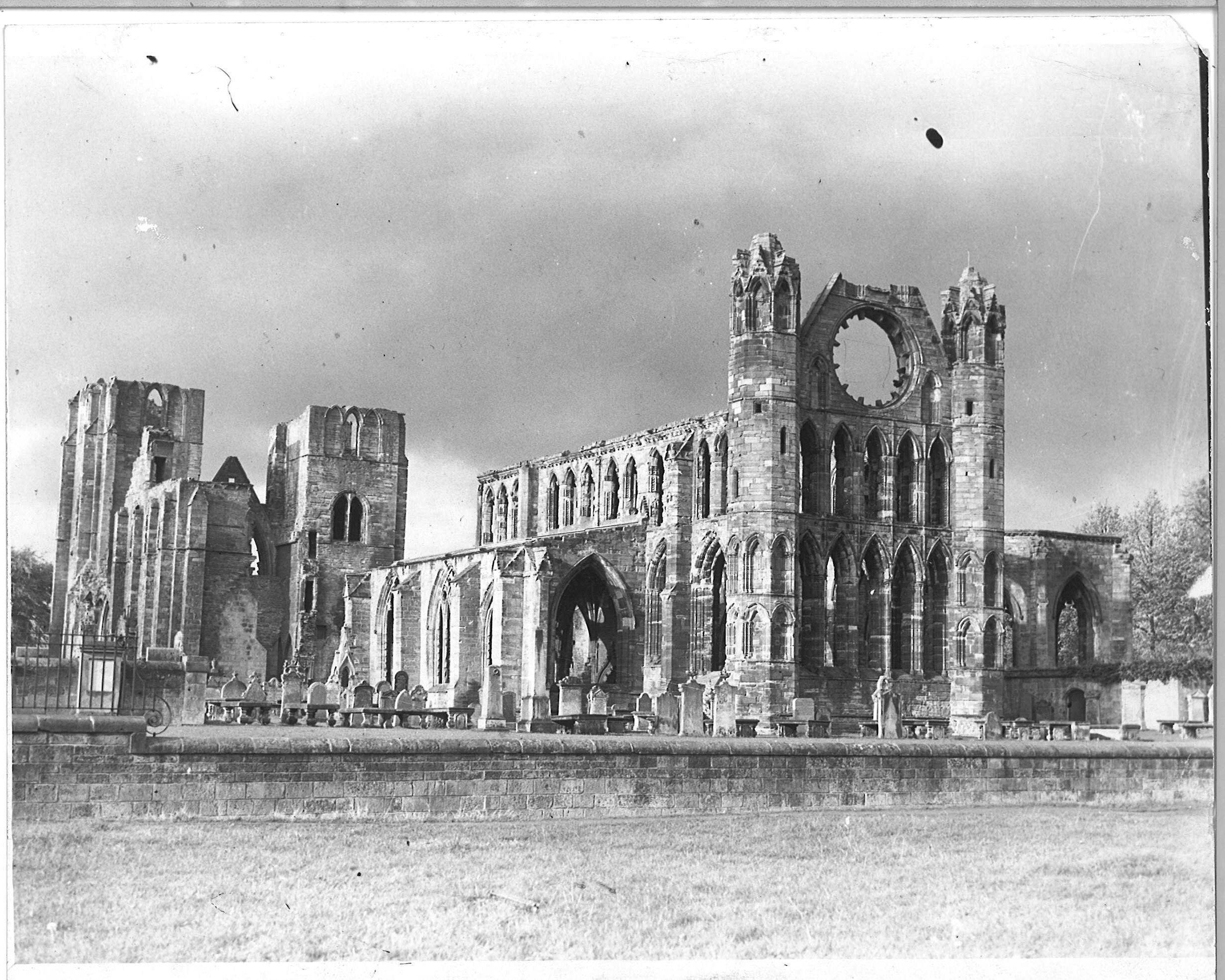 The stark ruins of Elgin Cathedral, 1965