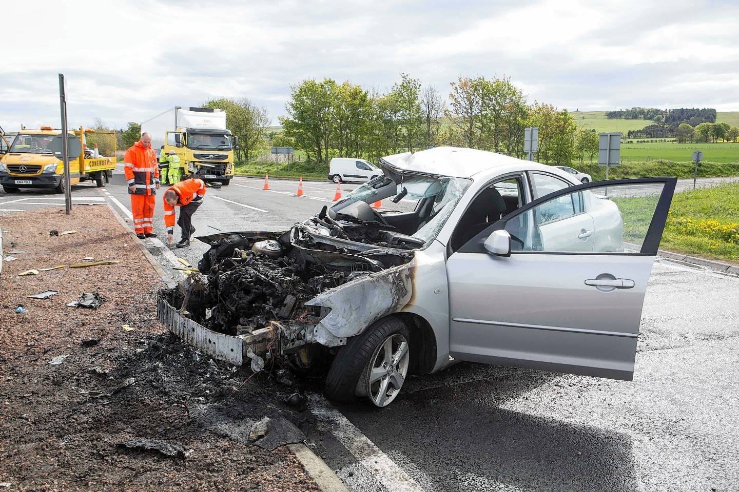 The burnt out car following the blaze