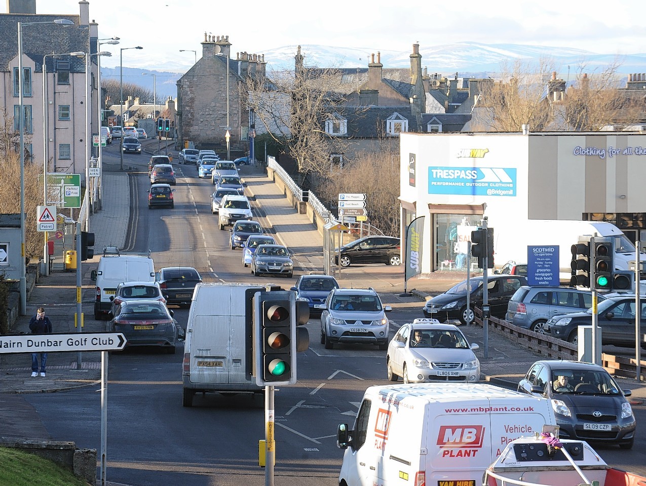 Busy traffic crosses the River Nairn on the A96 between Aberdeen and Inverness. Image: Sandy McCook/DC Thomson