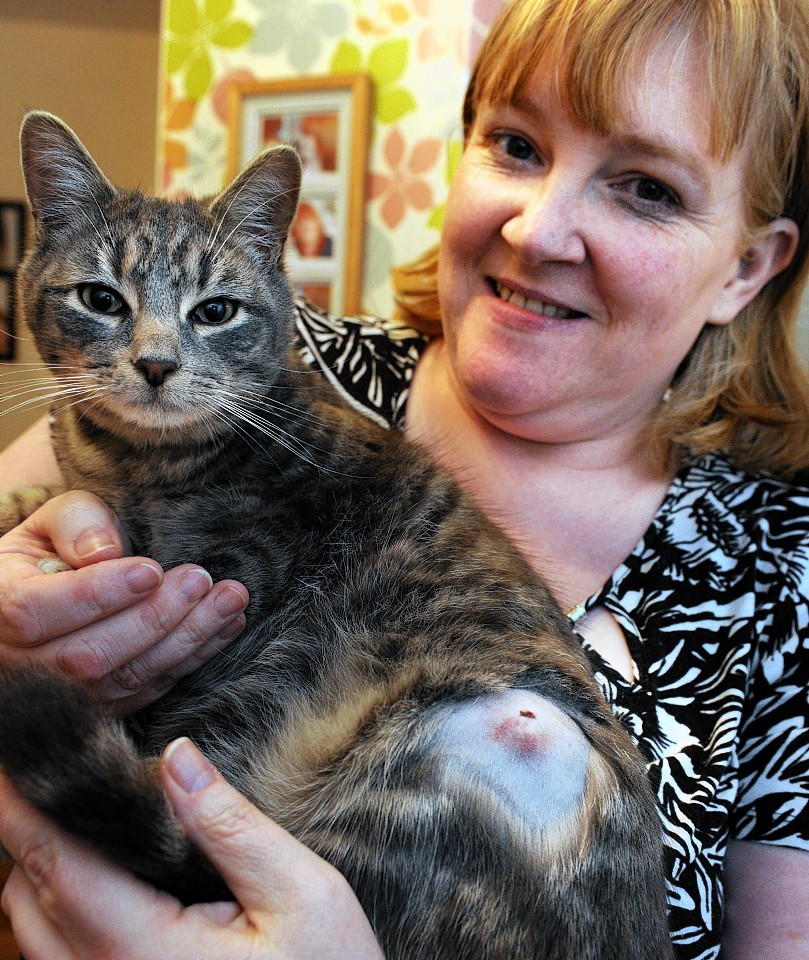 Angela Wood with Charlie, after he had been shot in the leg