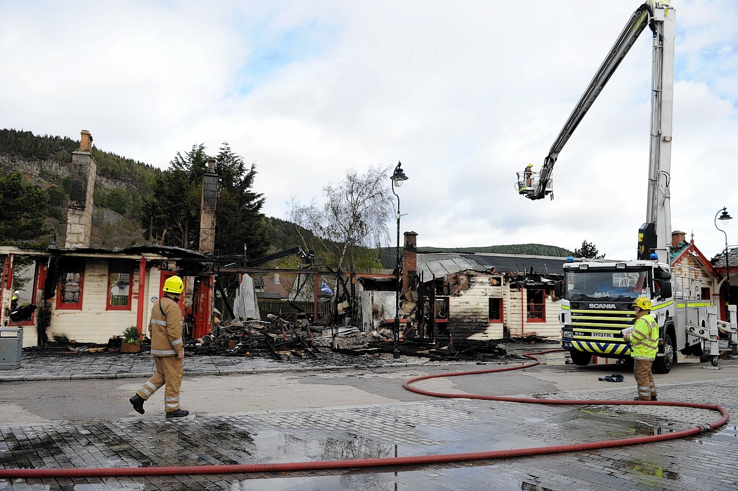 Scottish Fire and Rescue attend a fire at the old Royal Railway station at Ballater