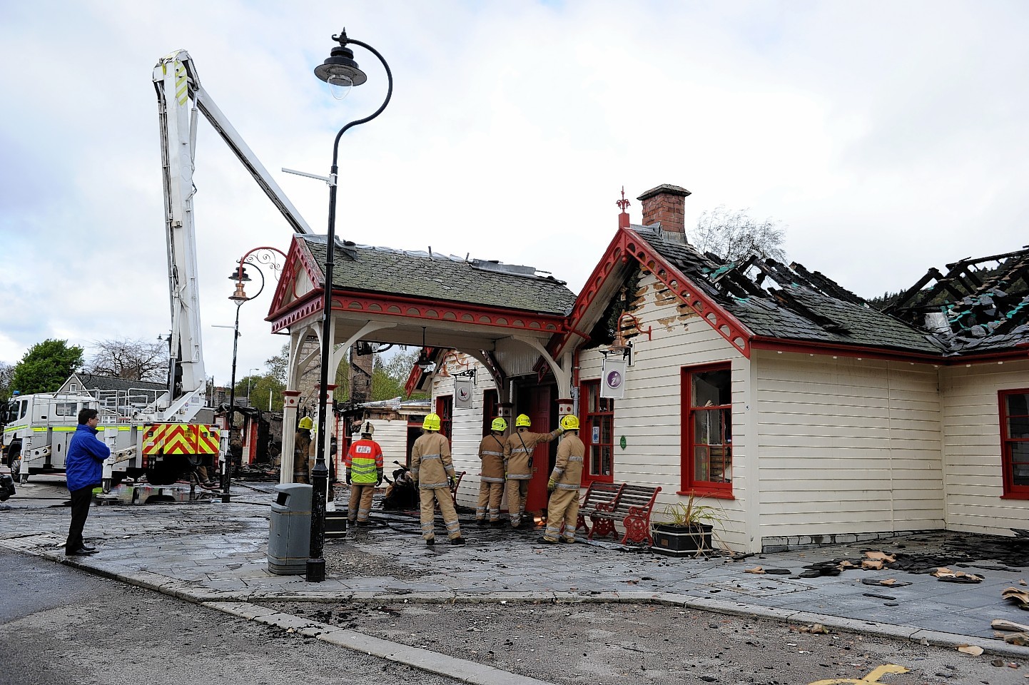 Scottish Fire and Rescue attend the fire at the Old Royal Railway station