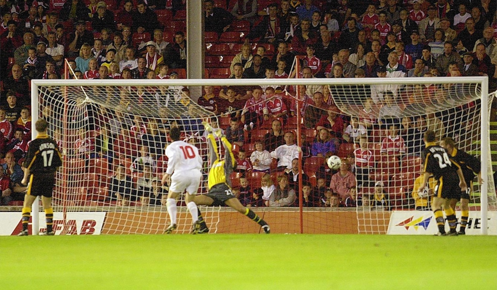 Esson concedes the opening goal in his previous European experience - playing for the Dons against Bohemians 
