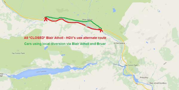 Diversion route mapped by Traffic Scotland