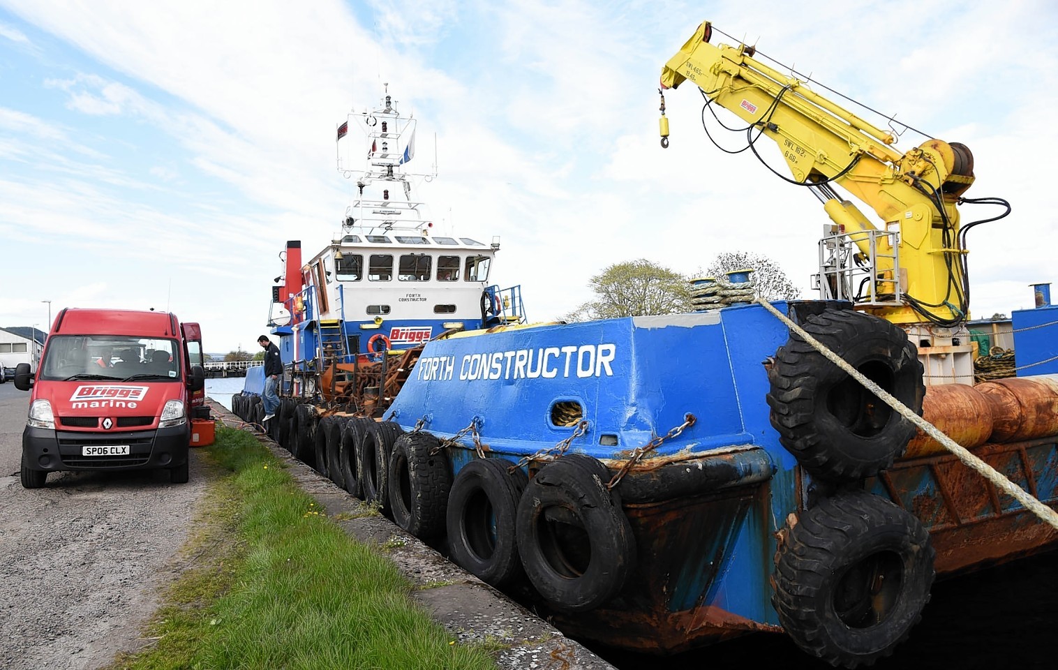 The Forth Constructor which was having repairs to a propellor when a car was discovered beside it at the Caledonian Canal, Inverness.