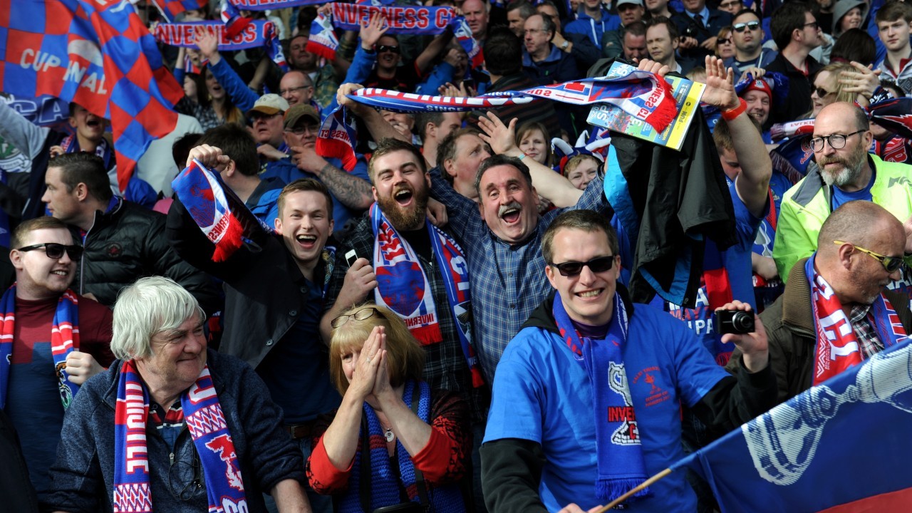 Caley Thistle fans celebrate historic day at Hampden. Picture by Kenny Elrick