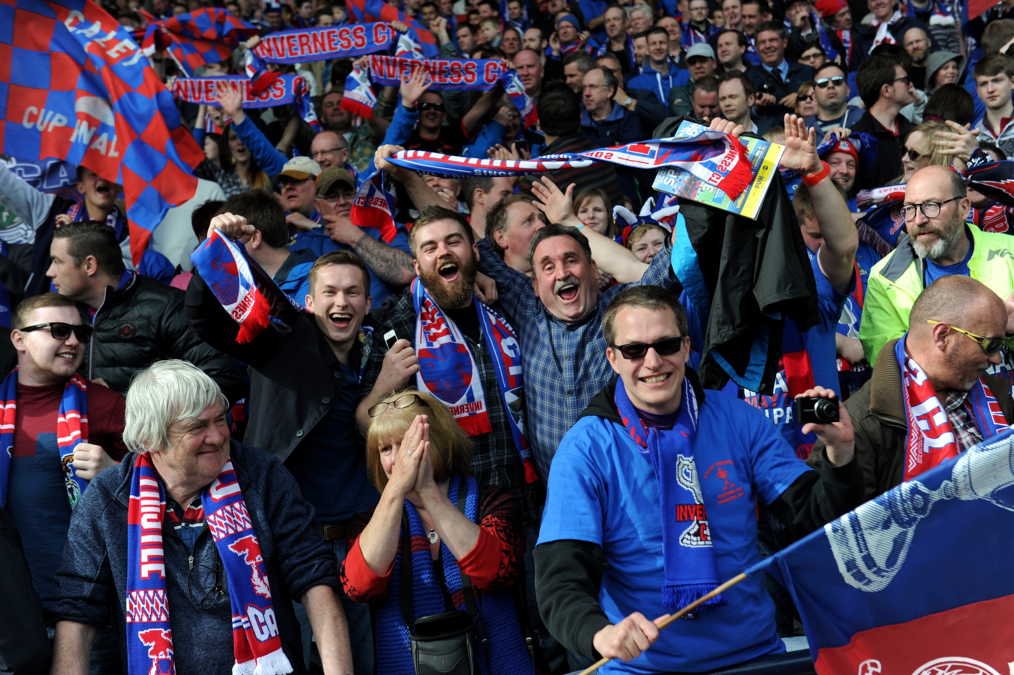 Caley Thistle fans celebrate historic day at Hampden. Picture by Kenny Elrick