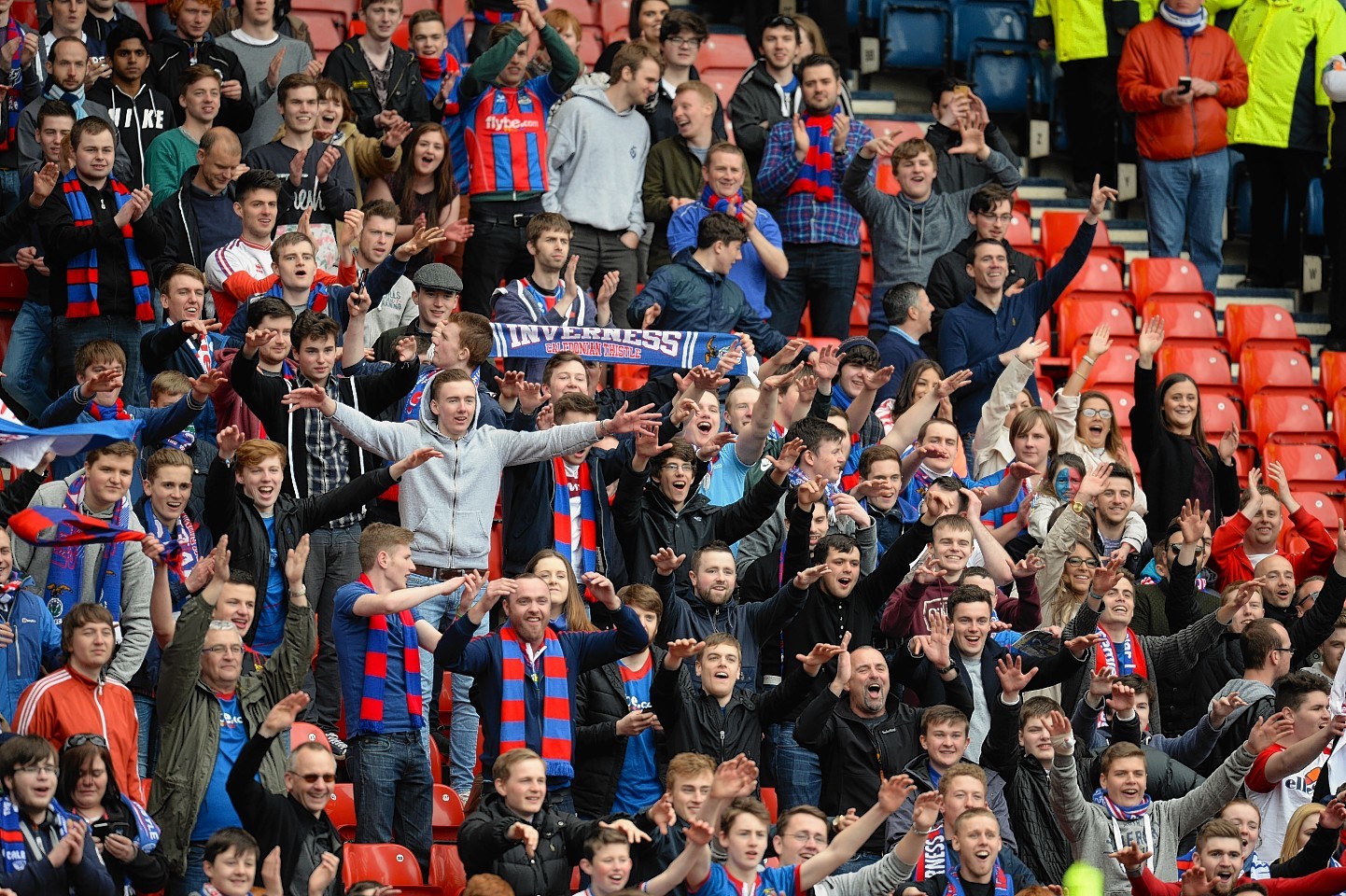 Inverness Caley Thiste fans celebrate their teams success
