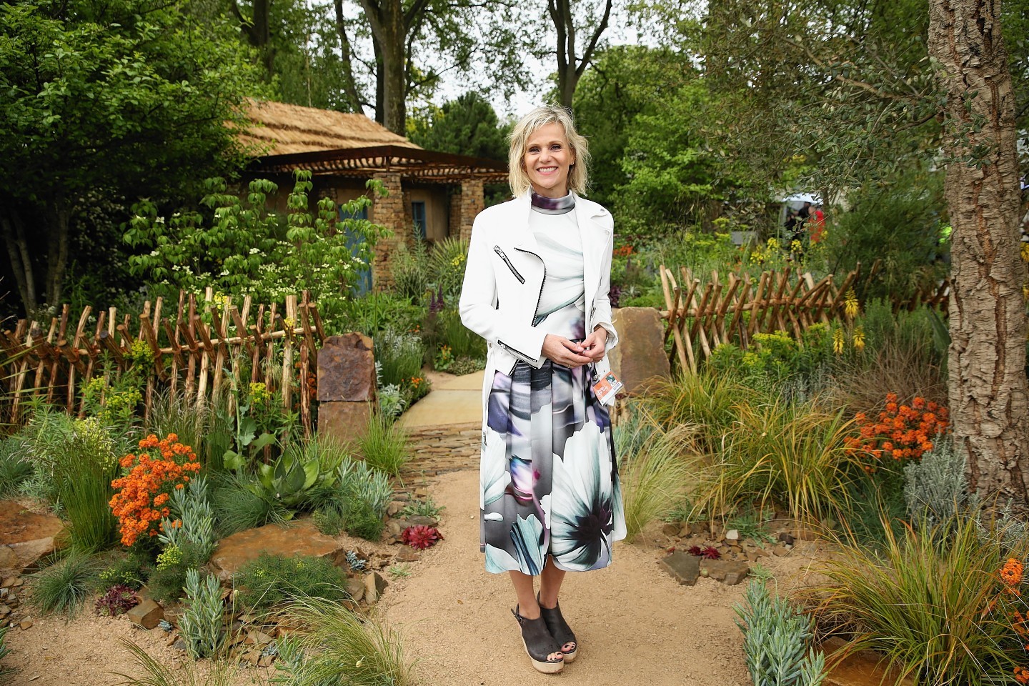 Linda Barker visits the Sentebale 'Hope In Vunerability' Garden during the annual Chelsea Flower show at Royal Hospital Chelsea on May 18, 2015 in London