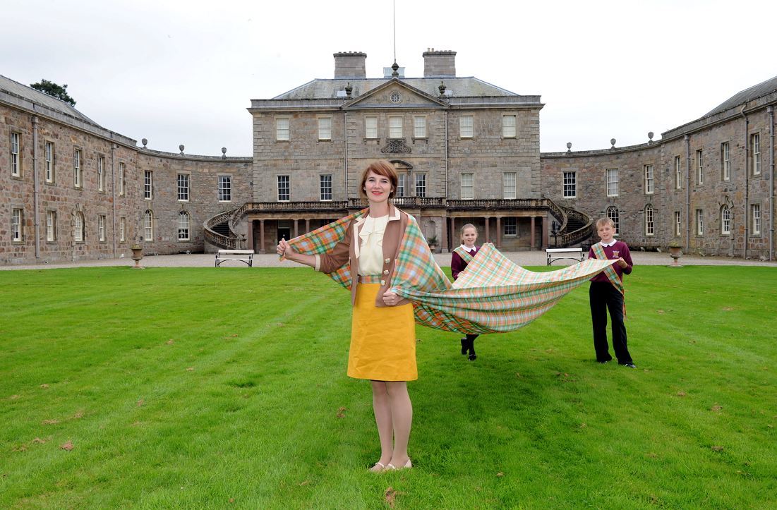 Donna models the tartan