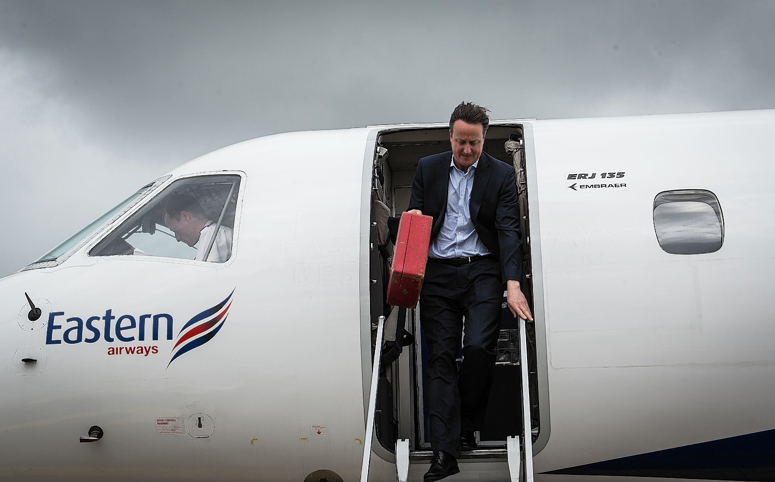 Prime Minister David Cameron arrives at Newquay Airport in Cornwall 