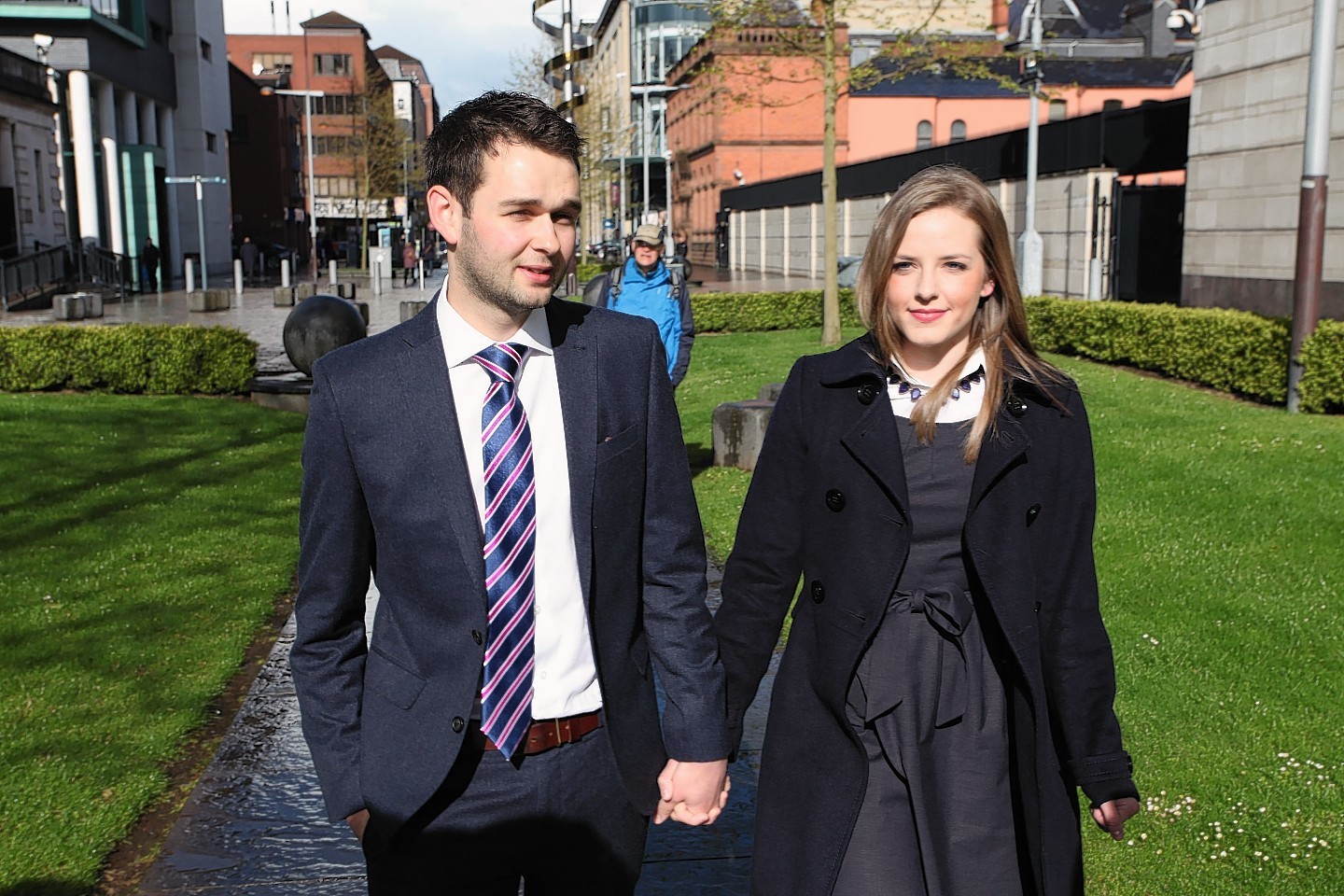 Daniel and Amy McArthur of Ashers Baking Company, arrive at Belfast County Court