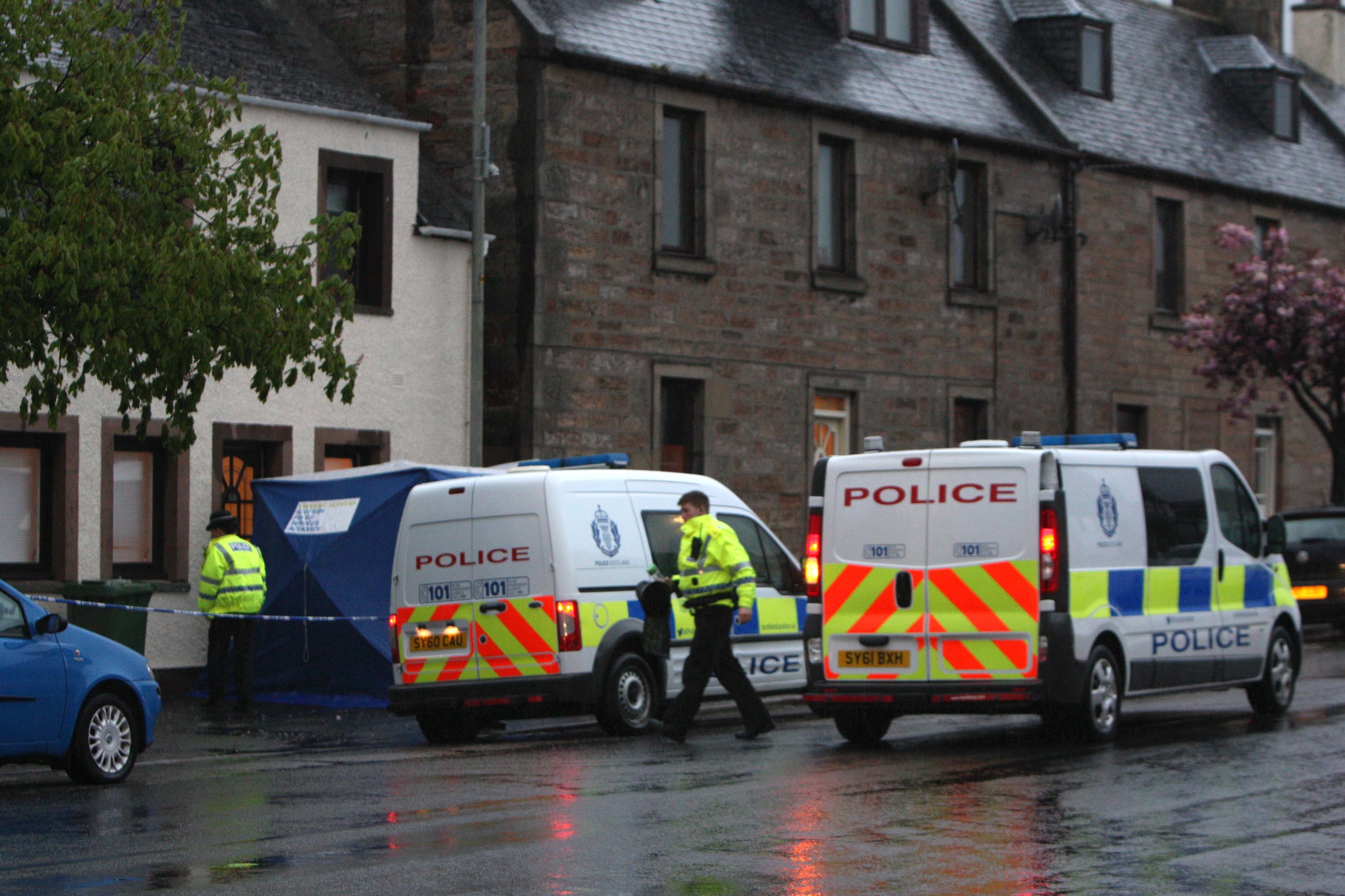 Scene of a stabbing outside number 157 on the high street in Invergordon.
Picture: Andrew Smith