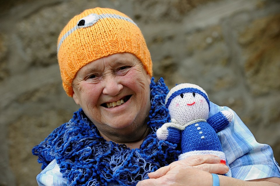 June Filby of Pitmedden with some of her knitting