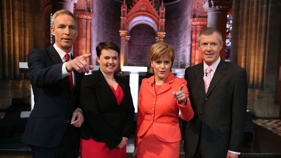 Scottish Labour leader Jim Murphy, Scottish Conservative leader Ruth Davidson, SNP leader Nicola Sturgeon and Scottish Liberal Democrat leader Willie Rennie take part in the debate