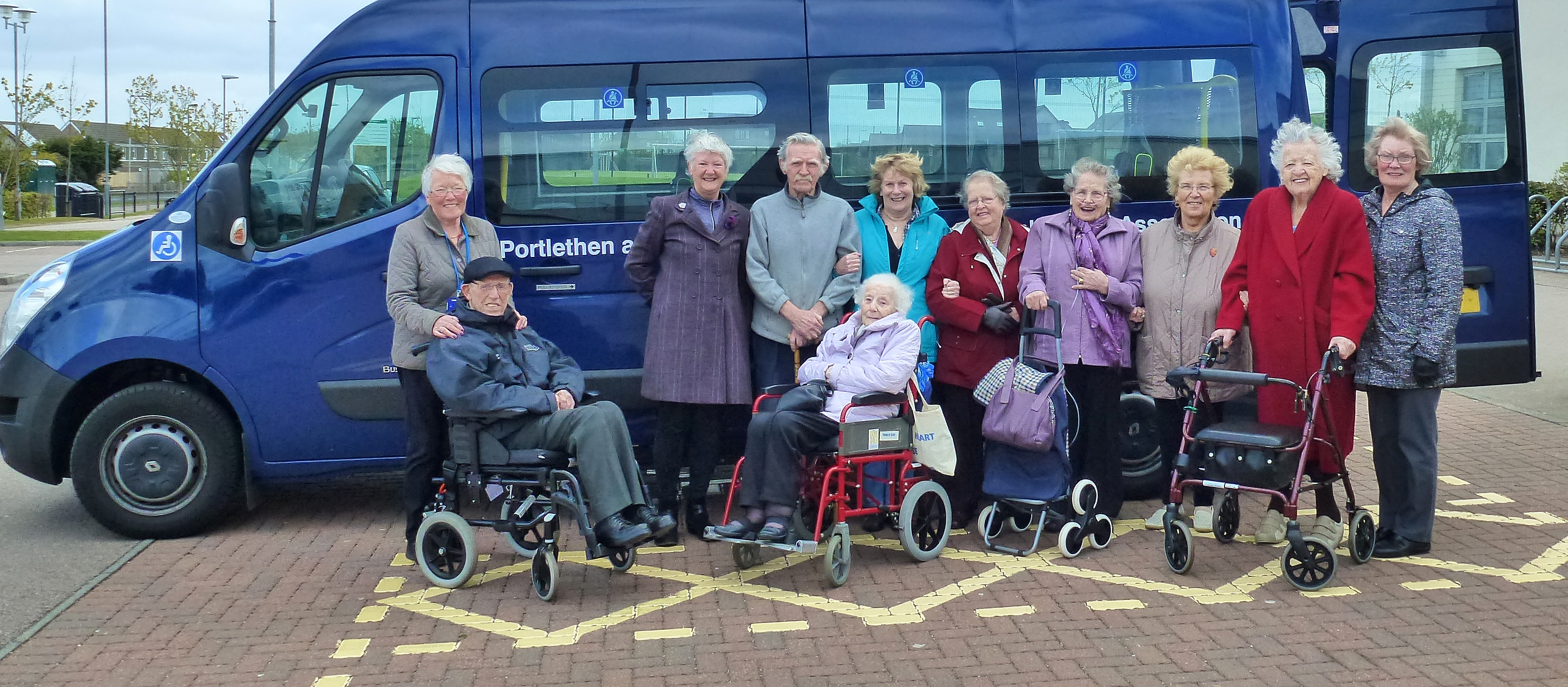 Photo caption: Chairman Noreen Harding and members of the Young at Heart Group, Portlethen with the new minibus.
