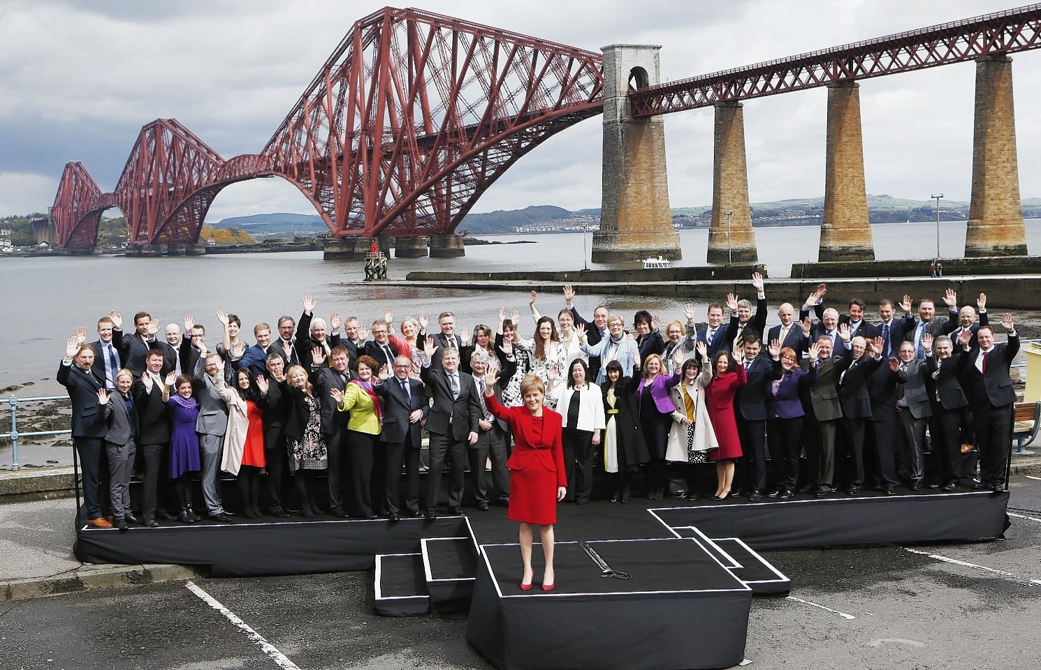 Nicola Sturgeon with the SNP's 56 MPs