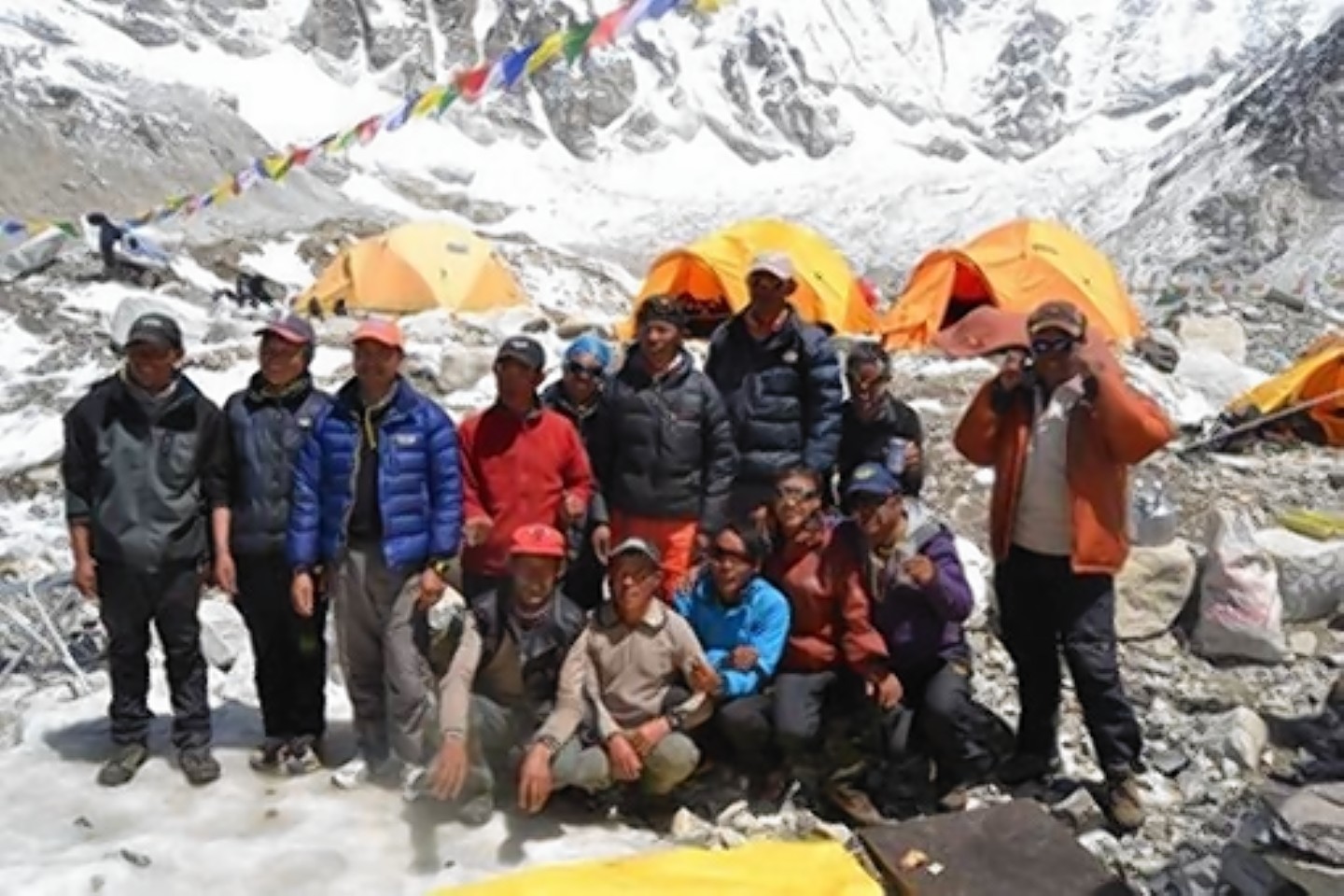 The sherpa group at Everest base camp a few days before the devastating avalanche which killed three of the group