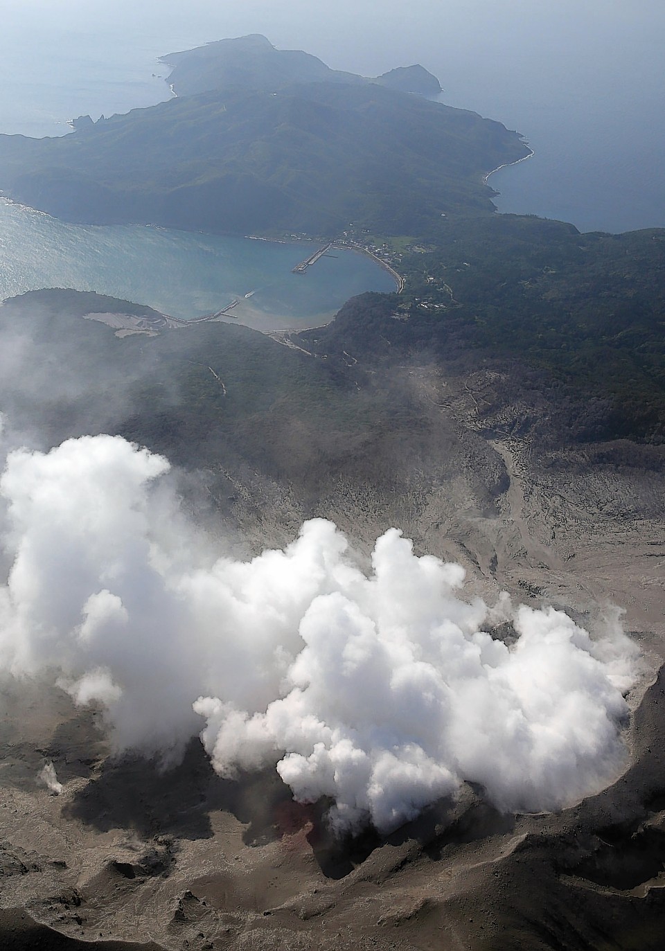 Smoke raises from Mount Shindake in Southern Japan