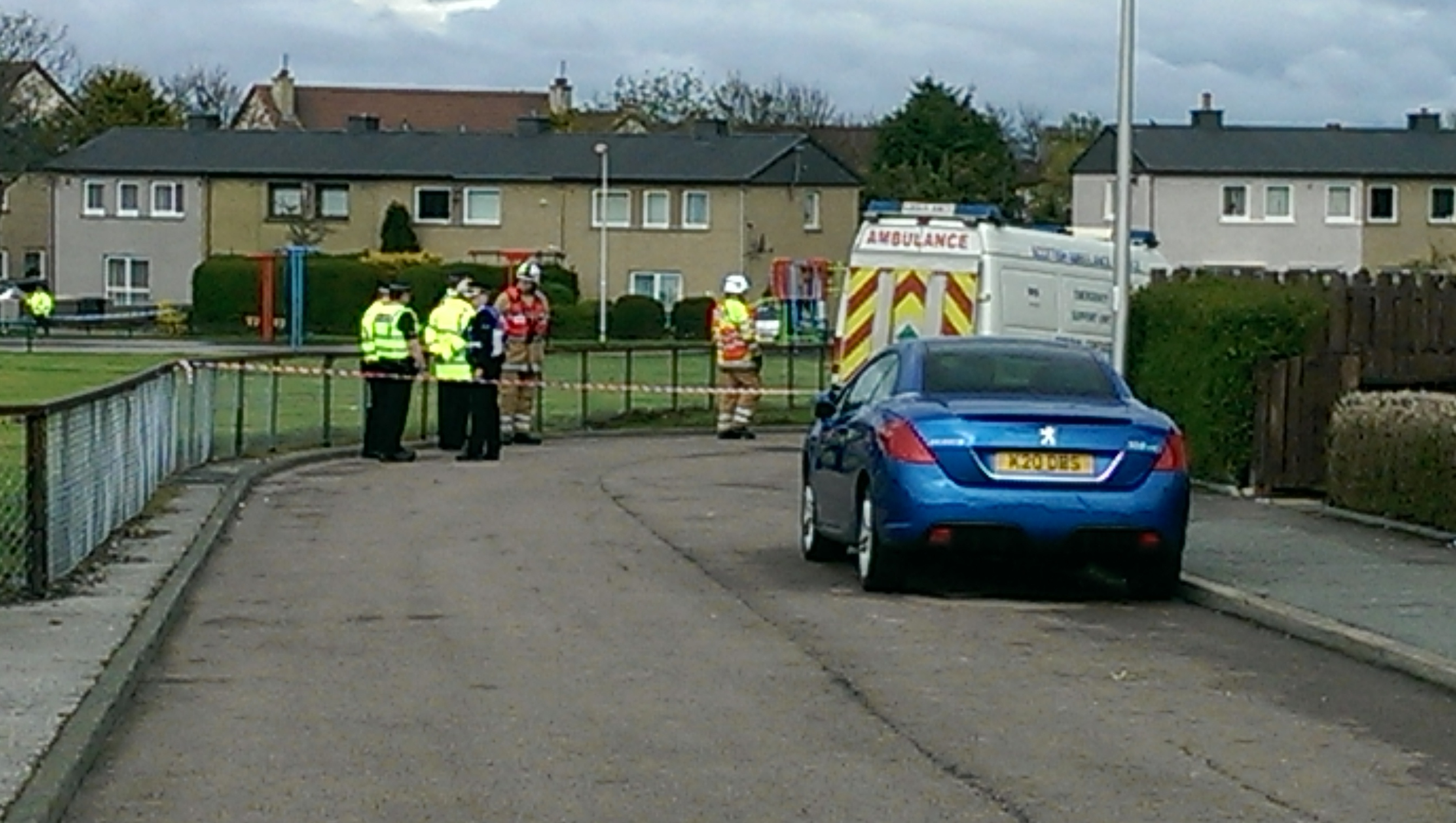 Emergency crews at the scene on Waulkmill Crescent