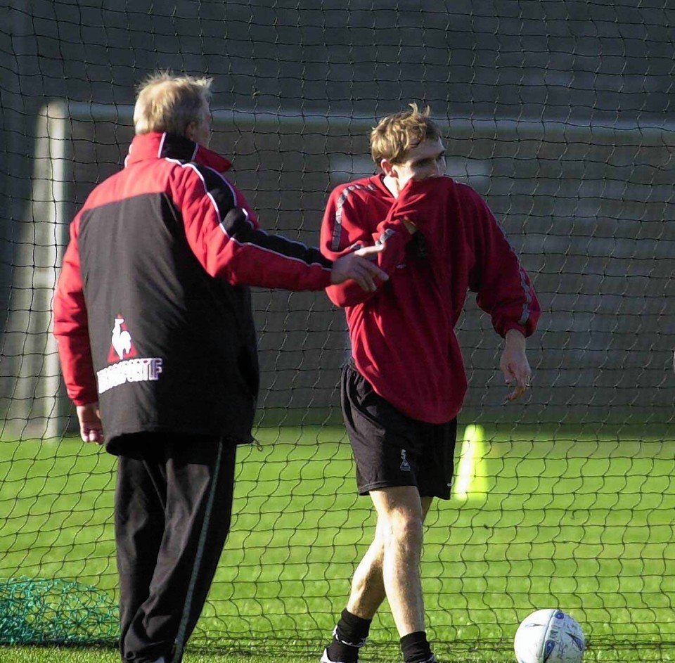 Russell Anderson with manager Ebbe Skovdahl