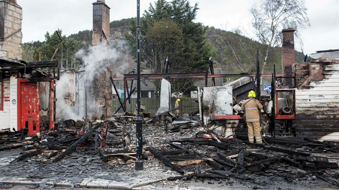 The old railway station in Ballater has been ruined by the fire
