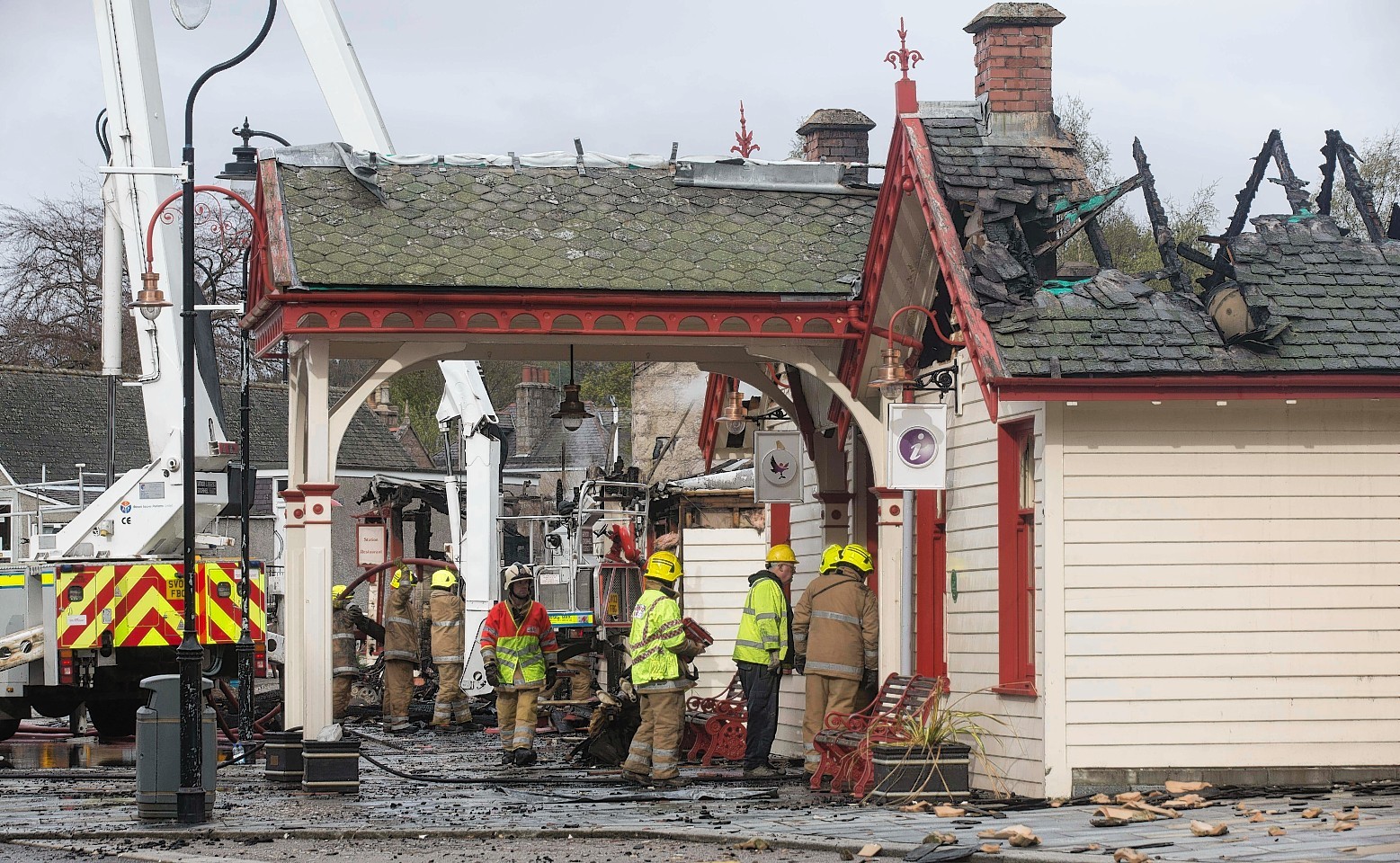 The old railway station in Ballater has been ruined by the fire