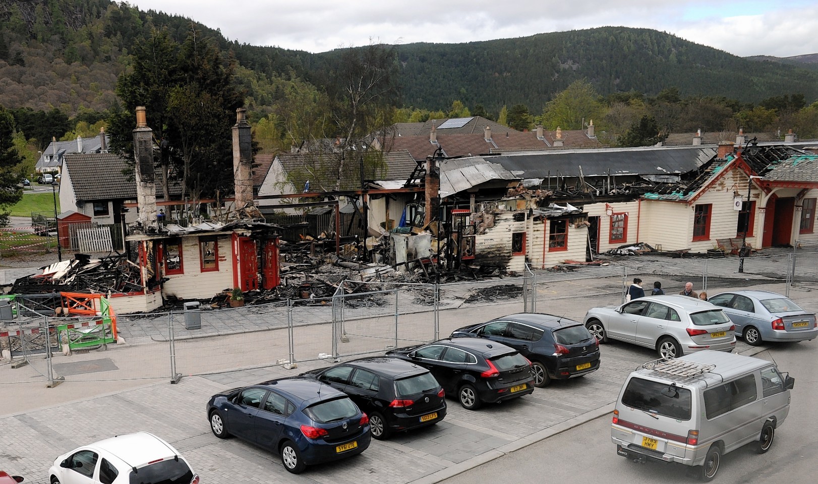 The Royal Station in Ballater the day after it was destroyed by the fire