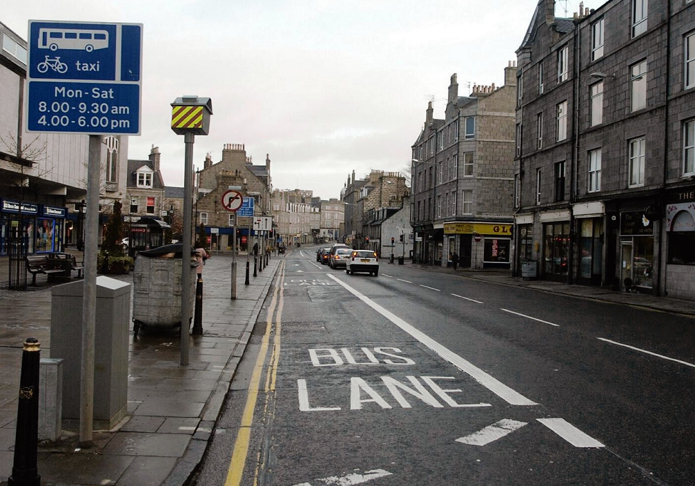 A bus lane on Holburn Street. Image: DC Thomson.